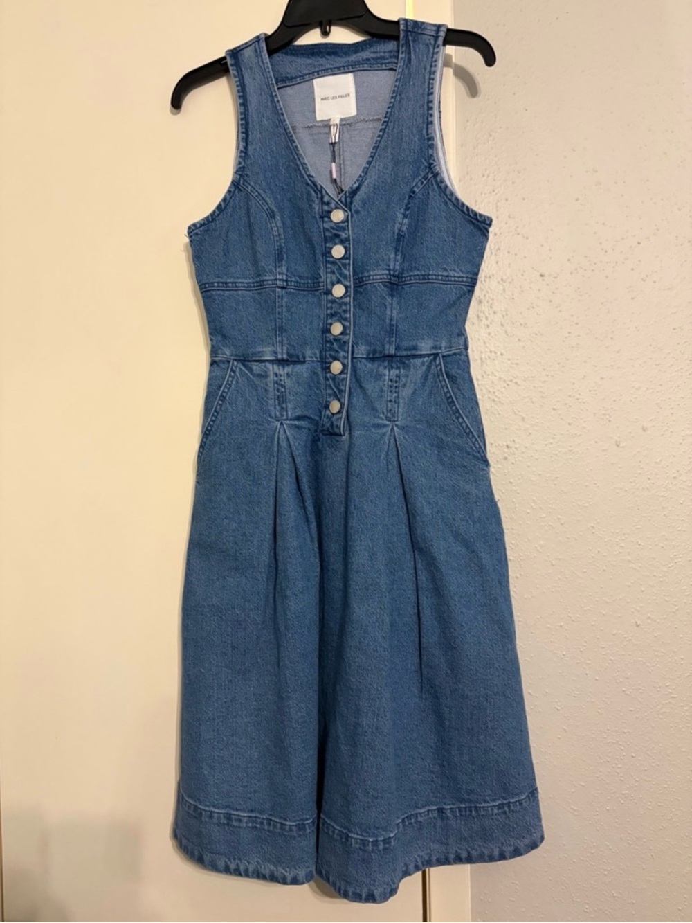 Avec Les Filles Blue Denim Button-Front Dress Size 4 - Picture 2 of 6